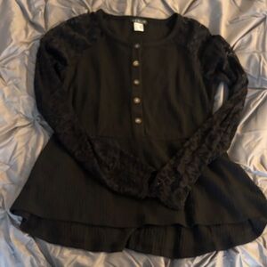 VENUS Black Textured Knit Top